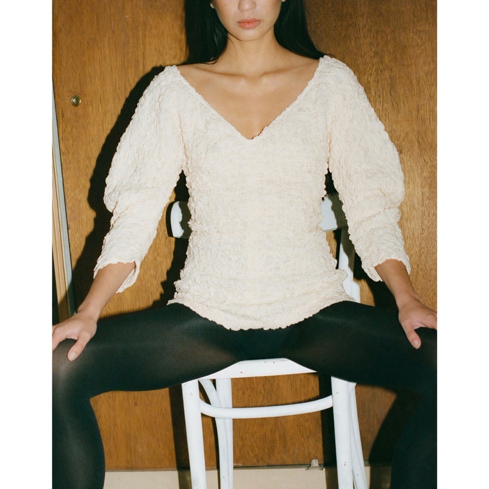 Mara Hoffman Off-White Popcorn Ariana Long-Sleeve Top